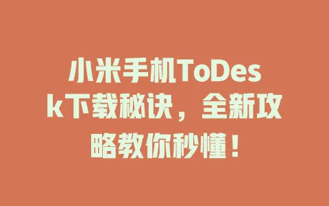 小米手机ToDesk下载秘诀，全新攻略教你秒懂！-ToDesk官网 - ToDesk下载